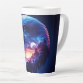 Tasse Latte Aigle superposé avec paysage de coucher de soleil  (Angle droit)