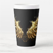 Tasse Latte Ailes d'Ange d'or sur arrière - plan noir (Devant)