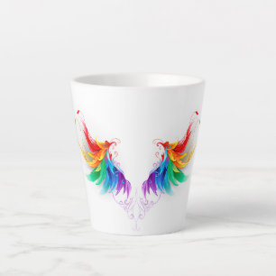 Tasse Latte Ailes fluffy arc-en-ciel