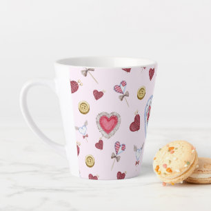 Tasse Latte Aimer Coeur coudre aquarelle