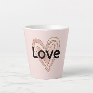 Tasse Latte Aimer coeur rose pâle
