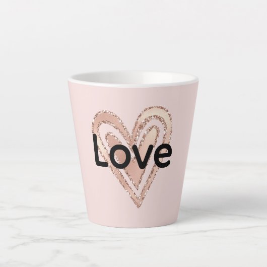 Tasse Latte Aimer coeur rose pâle (Devant)
