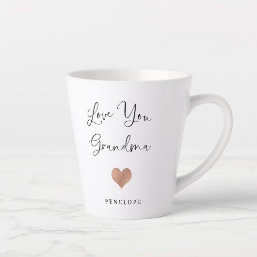 Tasse Latte Aimez-vous grand-mère | Script manuscrit et coeur (Droite)