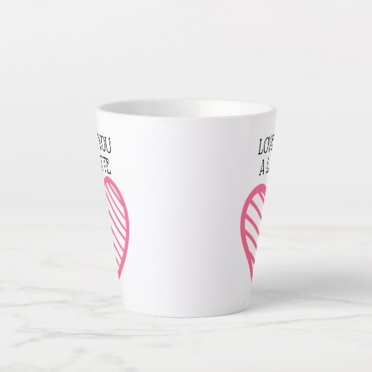 Tasse Latte AIMEZ-VOUS UN LATTE et mignon coeur rayé rose chau (Devant)