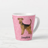 Tasse Latte Airedale Terrier Chien Avec Coeurs Rose Et Nom (Angle droit)