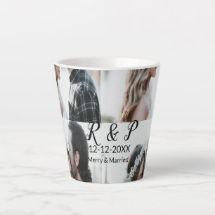 Tasse Latte Ajouter couple photo merisier marié ajouter date a