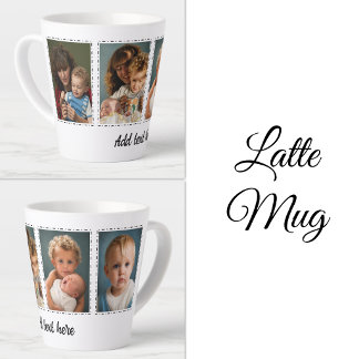 Tasse Latte ajouter du texte blanc noir sur 4 photos