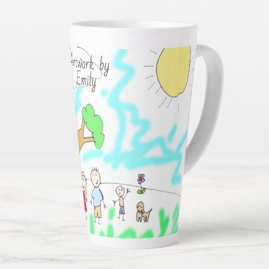 Tasse Latte Ajouter l'oeuvre de votre enfant à cette oeuvre (Angle droit)