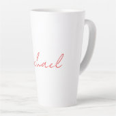 Tasse Latte Ajouter un nom Elegant Creative Callgraphy Rouge B (Angle droit)