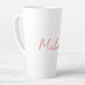 Tasse Latte Ajouter un nom Elegant Creative Callgraphy Rouge B (Angle gauche)
