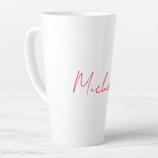 Tasse Latte Ajouter un nom Elegant Creative Callgraphy Rouge B (Angle gauche)