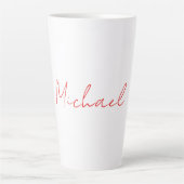 Tasse Latte Ajouter un nom Elegant Creative Callgraphy Rouge B (Devant)