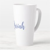 Tasse Latte Ajouter un nom Elegant Creative Classic Bleu Blanc (Angle droit)