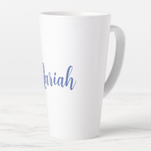 Tasse Latte Ajouter un nom Elegant Creative Classic Bleu Blanc (Angle droit)