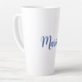 Tasse Latte Ajouter un nom Elegant Creative Classic Bleu Blanc (Angle gauche)