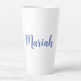 Tasse Latte Ajouter un nom Elegant Creative Classic Bleu Blanc