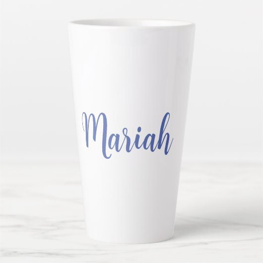 Tasse Latte Ajouter un nom Elegant Creative Classic Bleu Blanc (Devant)