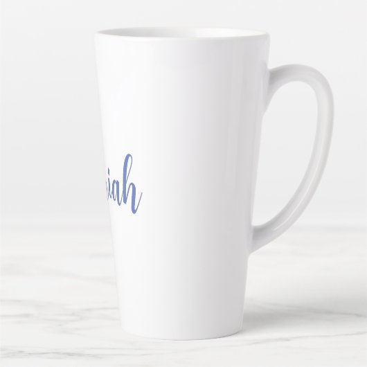 Tasse Latte Ajouter un nom Elegant Creative Classic Bleu Blanc (Droite)