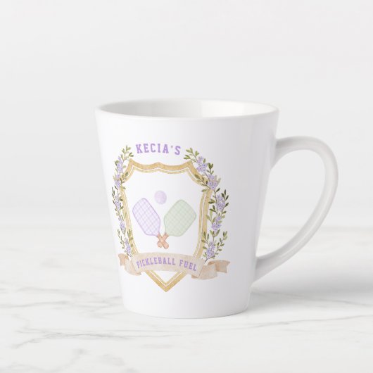 Tasse Latte Ajouter un nom Preppy Pickleball (Droite)