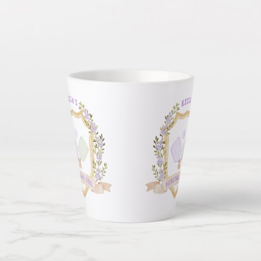 Tasse Latte Ajouter un nom Preppy Pickleball (Devant)