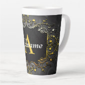 Tasse Latte Ajouter votre nom et votre initiale (Angle droit)