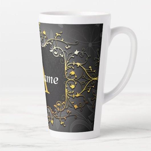 Tasse Latte Ajouter votre nom et votre initiale (Droite)