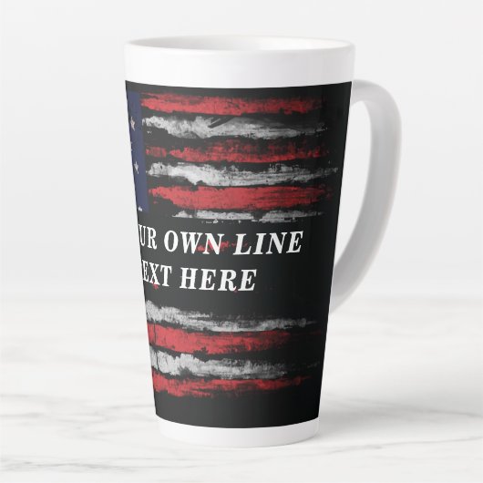 Tasse Latte Ajouter votre propre texte sur grunge American fla (Angle droit)