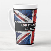 Tasse Latte Ajouter votre texte sur le drapeau anglais Jeu d'o (Angle gauche)
