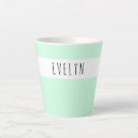 Tasse Latte Ajoutez votre nom Skinny Font Typography Mint Gree<br><div class="desc">Tresse en latte personnalisée avec une police très fine et un design minimaliste. Le modèle est conçu pour que vous ajoutiez votre nom en typographie blanche et noire. Un design simple et élégant dans un vert menthe ou, si vous préférez, vous pouvez changer la couleur arrière - plan. (envoyez-moi un...</div>