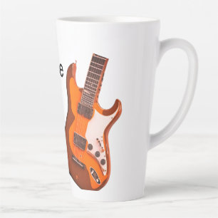 Tasse Latte Ajoutez votre nom texte marron guitare acoustique