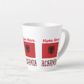 Tasse Latte Albanie Drapeau Rouge Personnalisation (Angle droit)