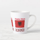 Tasse Latte Albanie Drapeau Rouge Personnalisation (Droite)