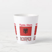 Tasse Latte Albanie Drapeau Rouge Personnalisation (Devant)