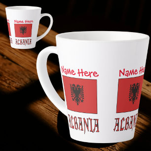 Tasse Latte Albanie Drapeau Rouge Personnalisation