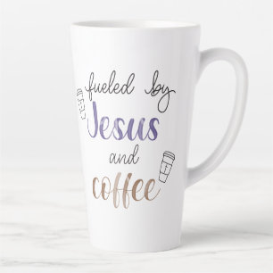 Tasse Latte Alimenté par Jésus et le café