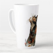 Tasse Latte "All Things Change" Japanese Cat in Kimono Art (Angle gauche)