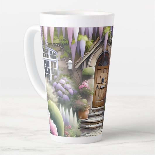 Tasse Latte Allée de jardin de cottage fantaisiste (Angle gauche)