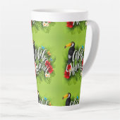 Tasse Latte Aloha Hawaii Fleurs Feuillage Papillons Jaune (Angle droit)