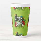 Tasse Latte Aloha Hawaii Fleurs Feuillage Papillons Jaune (Devant)