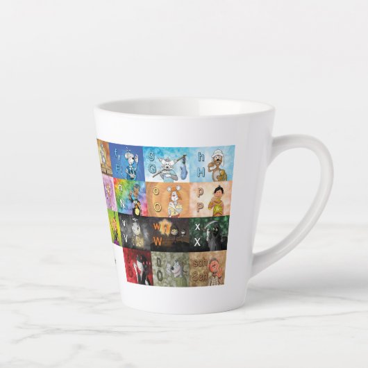 Tasse Latte Alphabet du doigt allemand (Droite)