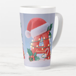 Tasse Latte Alphabet personnalisé 'A' de Noël 