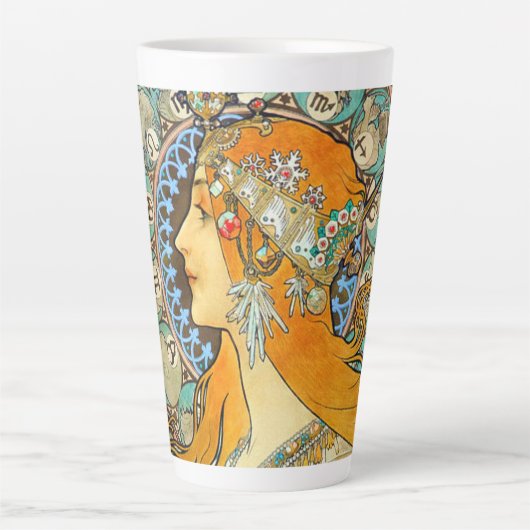 Tasse Latte Alphonse Mucha Art Nouveau Zodiac (Devant)