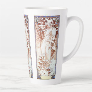 Tasse Latte Alphonse Mucha - Blanc d'hiver