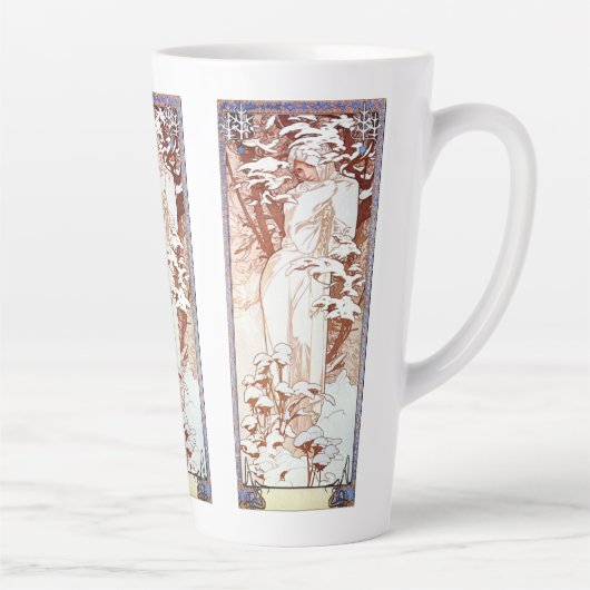 Tasse Latte Alphonse Mucha - Blanc d'hiver (Droite)