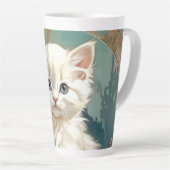 Tasse Latte Alphonse Mucha Style Chat blanc (Angle droit)