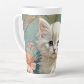 Tasse Latte Alphonse Mucha Style Chat blanc (Angle gauche)