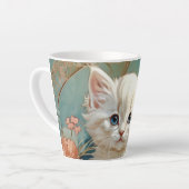 Tasse Latte Alphonse Mucha Style Chat blanc (Angle gauche)
