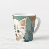Tasse Latte Alphonse Mucha Style Chat blanc (Angle droit)