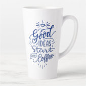 Tasse Latte Amateurs de café Citation Calligraphie Bleue Grand (Droite)