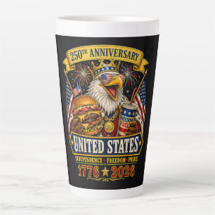 Tasse Latte Américain 1776 2026 250e 4 juillet Fête de l'Indép